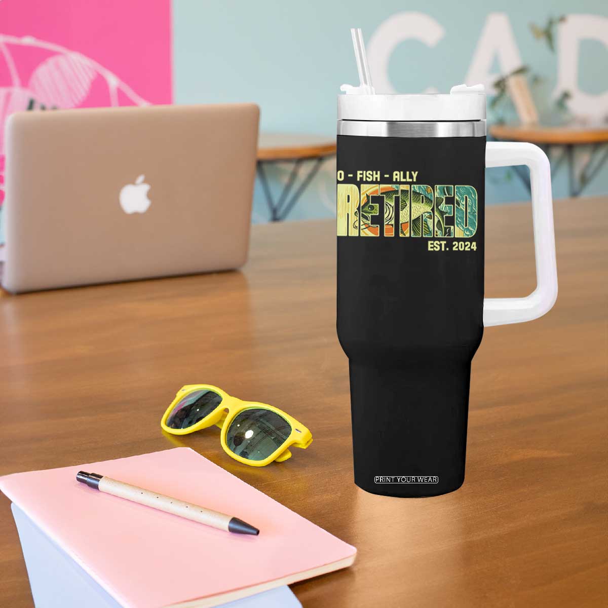 Retirement Tumbler With Handle O'fishally Retired Fishing Men Fisherman TS09 Print Your Wear