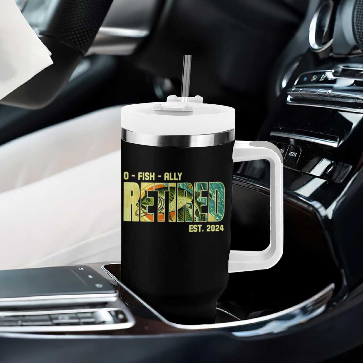 Retirement Tumbler With Handle O'fishally Retired Fishing Men Fisherman TS09 Print Your Wear
