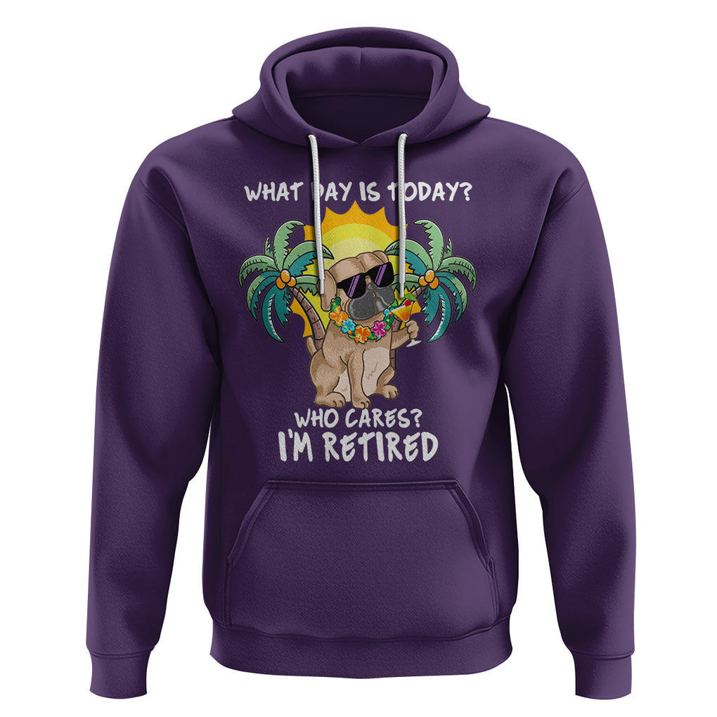 Retirement Hoodie What Day Is Today Who Cares I'm Retired Funny Dog At Beach TS09 Purple Printyourwear