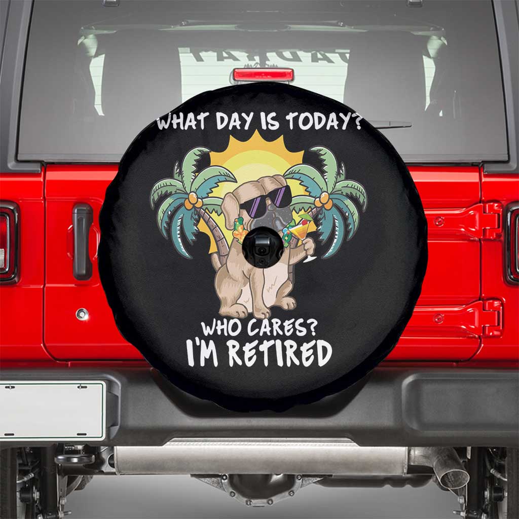 Funny Retirement Spare Tire Cover What Day Is Today Who Cares I'm Retired Funny Dog At Beach TS09 Black Print Your Wear