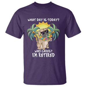 Retirement T Shirt What Day Is Today Who Cares I'm Retired Funny Dog At Beach TS09 Purple Printyourwear