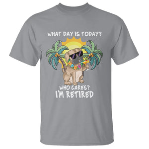 Retirement T Shirt What Day Is Today Who Cares I'm Retired Funny Dog At Beach TS09 Sport Gray Printyourwear
