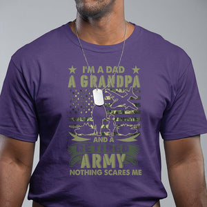 Retirement T Shirt I'm A Dad A Grandpa And A Retired Army Nothing Scares Me TS09 Purple Printyourwear