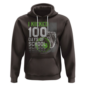 I Kicked 100 Days Of School Soccer Player Hoodie TS09 Dark Chocolate Printyourwear