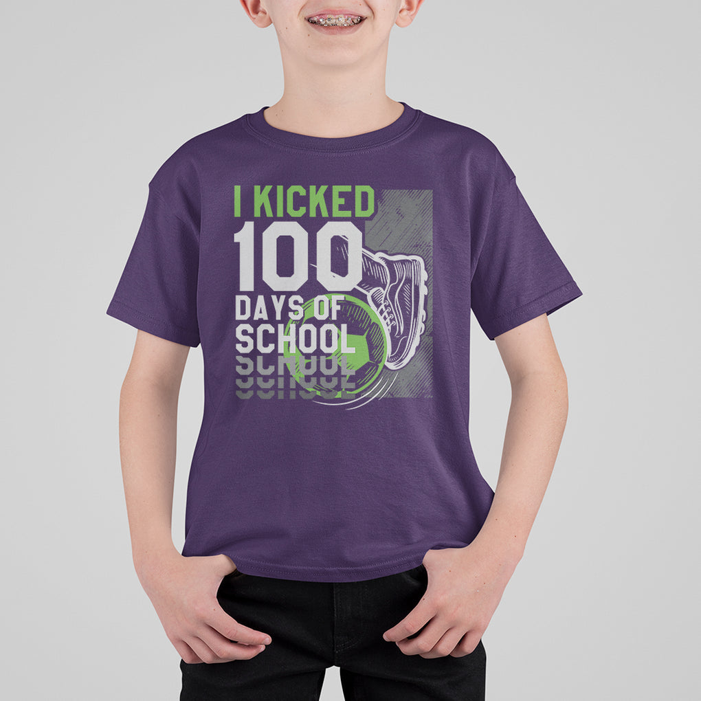I Kicked 100 Days Of School Soccer Player T Shirt For Kid TS09 Purple Printyourwear