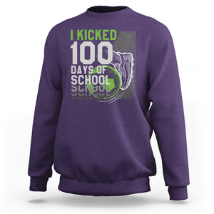 I Kicked 100 Days Of School Soccer Player Sweatshirt TS09 Purple Printyourwear