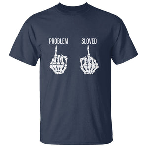 Funny Divorce T Shirt Problem is Solved Skeleton Hand Divorcee TS09 Navy Printyourwear