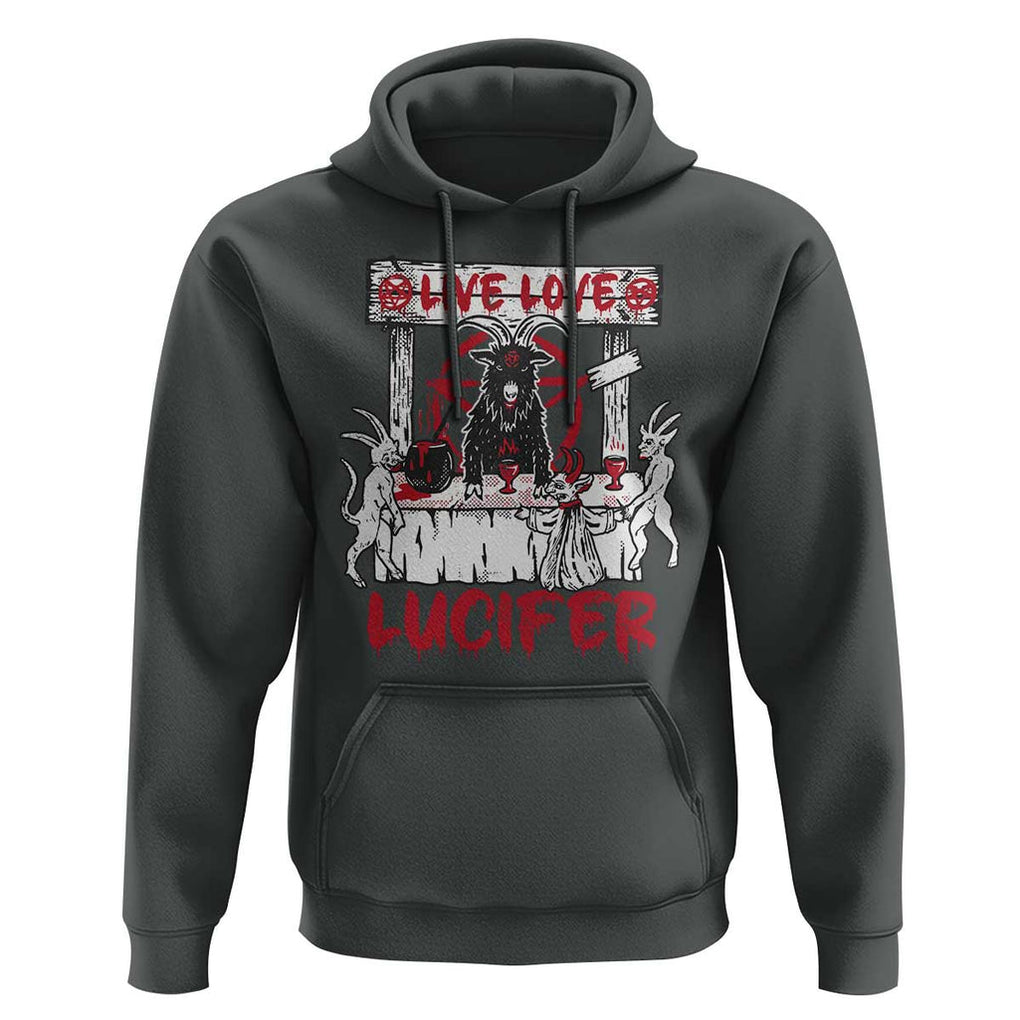 Halloween Satan Hoodie Live Love Lucifer Demon TS09 Dark Heather Print Your Wear