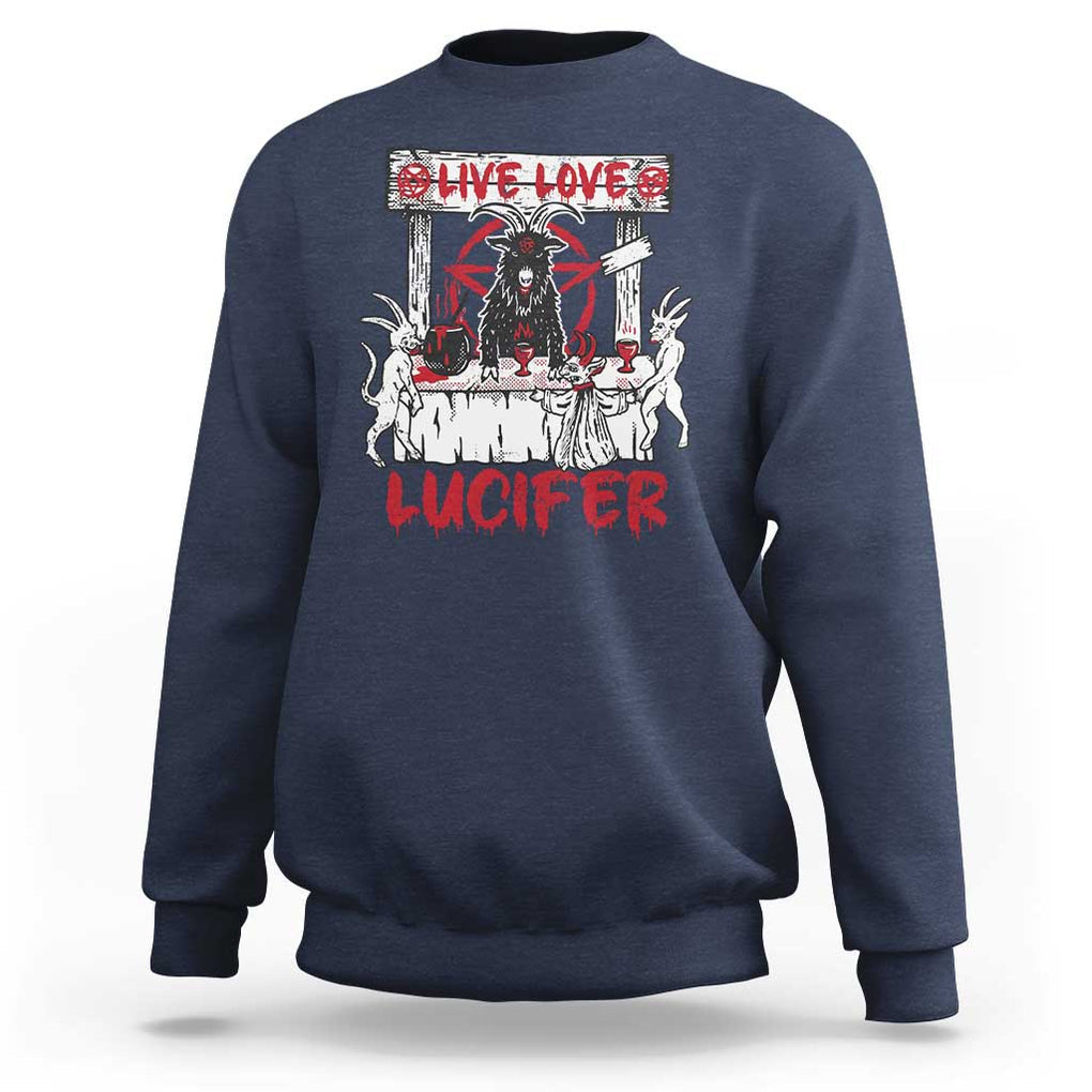 Halloween Satan Sweatshirt Live Love Lucifer Demon TS09 Navy Print Your Wear