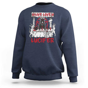 Halloween Satan Sweatshirt Live Love Lucifer Demon TS09 Navy Print Your Wear