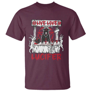 Halloween Satan T Shirt Live Love Lucifer Demon TS09 Maroon Print Your Wear