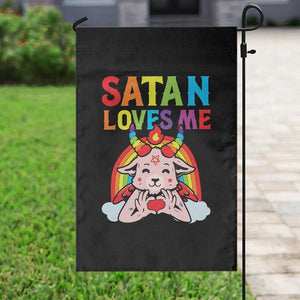 Funny Halloween Garden Flag Satan Loves Me Rainbow Goat TS09 Print Your Wear