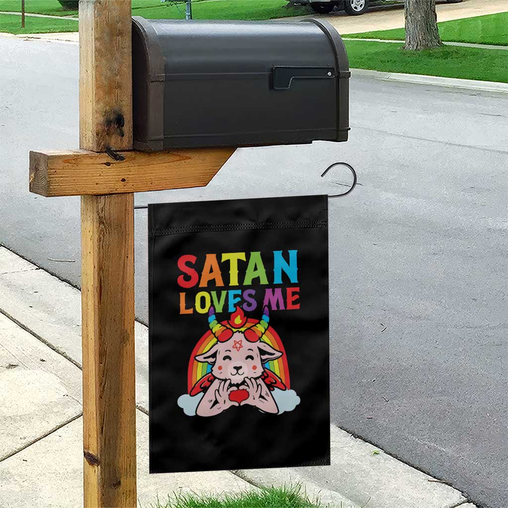 Funny Halloween Garden Flag Satan Loves Me Rainbow Goat TS09 Print Your Wear