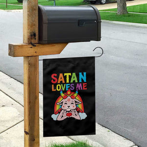 Funny Halloween Garden Flag Satan Loves Me Rainbow Goat TS09 Print Your Wear