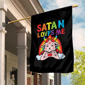 Funny Halloween Garden Flag Satan Loves Me Rainbow Goat TS09 Print Your Wear
