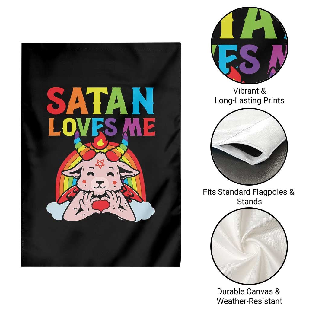Funny Halloween Garden Flag Satan Loves Me Rainbow Goat TS09 Print Your Wear
