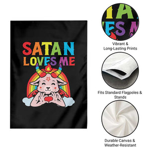 Funny Halloween Garden Flag Satan Loves Me Rainbow Goat TS09 Print Your Wear