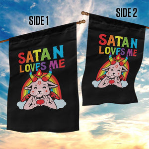 Funny Halloween Garden Flag Satan Loves Me Rainbow Goat TS09 Print Your Wear