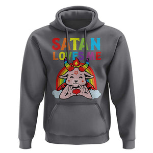 Funny Halloween Hoodie Satan Loves Me Rainbow Goat TS09 Charcoal Print Your Wear
