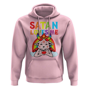 Funny Halloween Hoodie Satan Loves Me Rainbow Goat TS09 Light Pink Print Your Wear