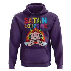 Funny Halloween Hoodie Satan Loves Me Rainbow Goat TS09 Purple Print Your Wear