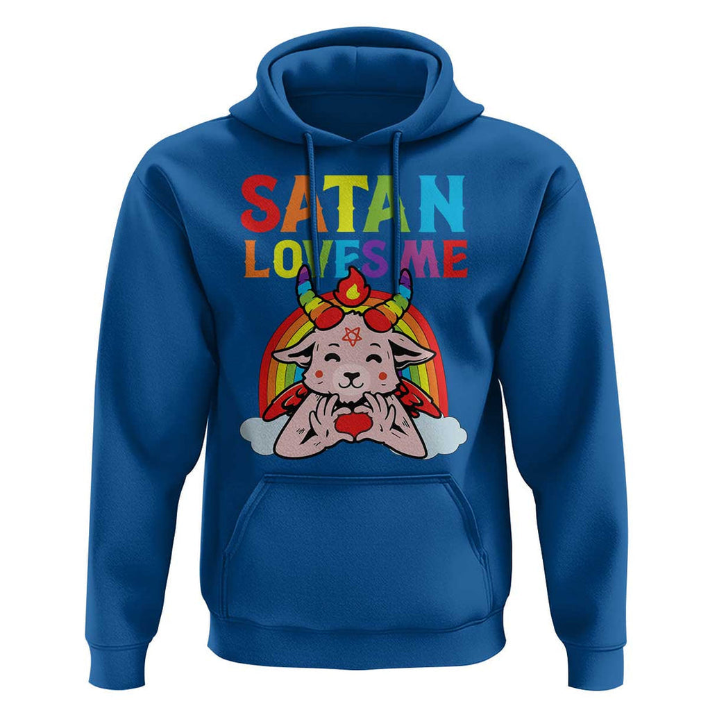 Funny Halloween Hoodie Satan Loves Me Rainbow Goat TS09 Royal Blue Print Your Wear