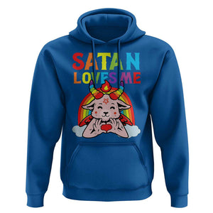 Funny Halloween Hoodie Satan Loves Me Rainbow Goat TS09 Royal Blue Print Your Wear