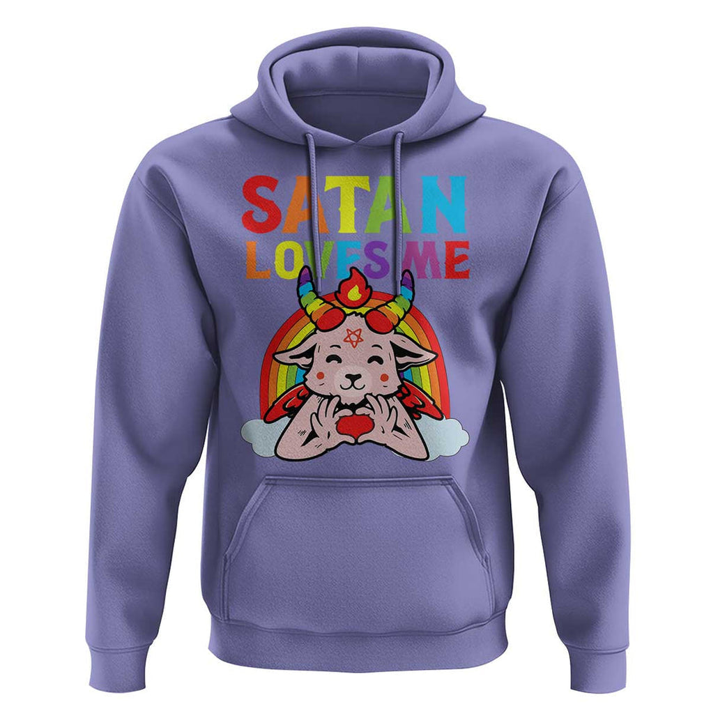 Funny Halloween Hoodie Satan Loves Me Rainbow Goat TS09 Violet Print Your Wear