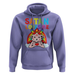 Funny Halloween Hoodie Satan Loves Me Rainbow Goat TS09 Violet Print Your Wear