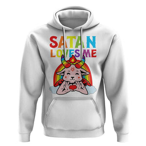Funny Halloween Hoodie Satan Loves Me Rainbow Goat TS09 White Print Your Wear