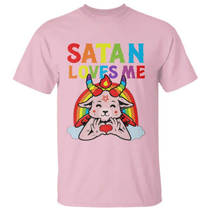 Funny Halloween T Shirt Satan Loves Me Rainbow Goat TS09 Light Pink Print Your Wear