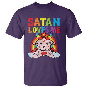 Funny Halloween T Shirt Satan Loves Me Rainbow Goat TS09 Purple Print Your Wear