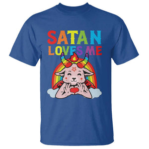Funny Halloween T Shirt Satan Loves Me Rainbow Goat TS09 Royal Blue Print Your Wear