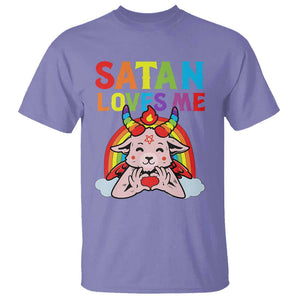 Funny Halloween T Shirt Satan Loves Me Rainbow Goat TS09 Violet Print Your Wear