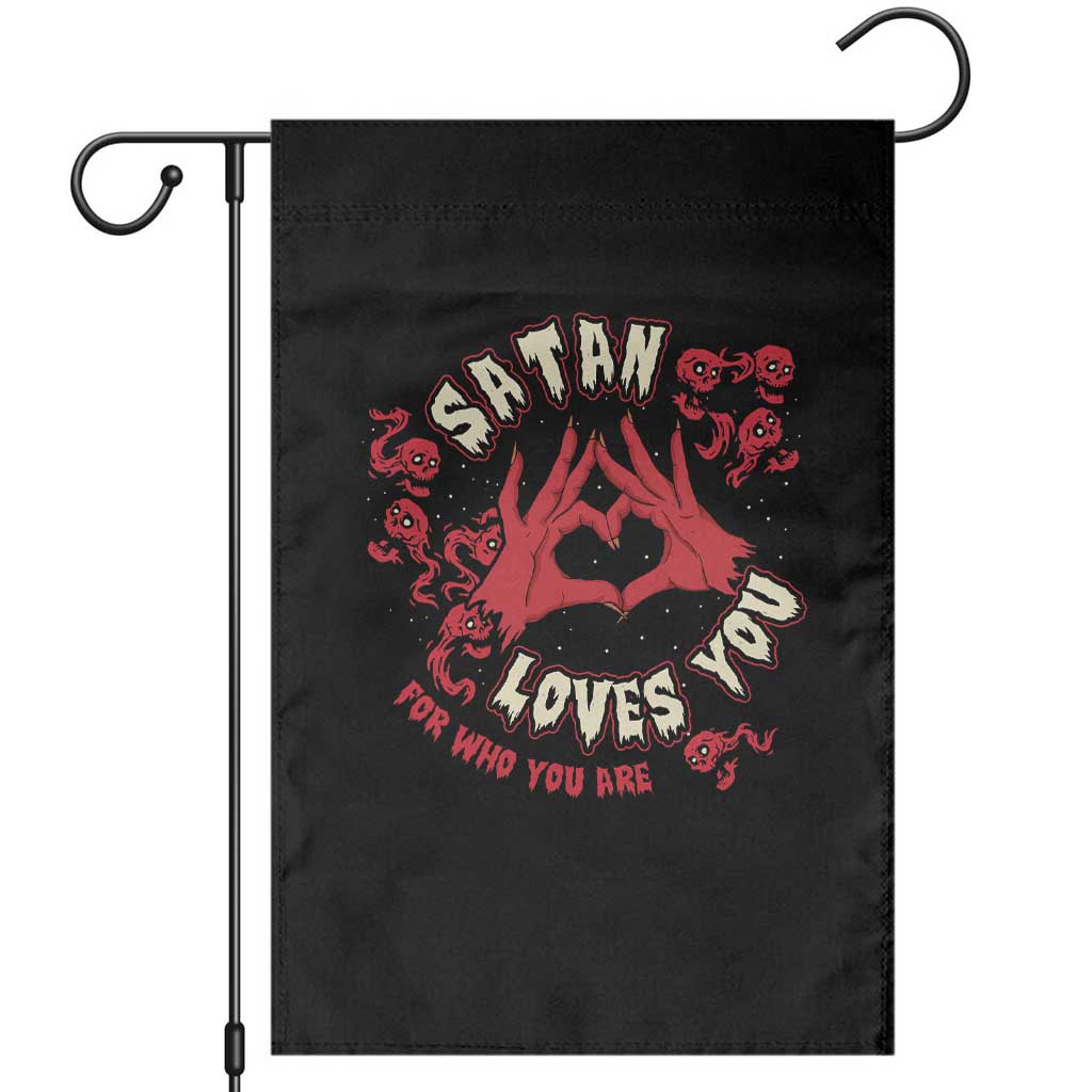 Funny Halloween Garden Flag Satan Loves You For Who You Are TS09 Black Print Your Wear