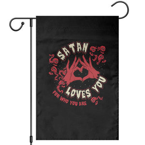 Funny Halloween Garden Flag Satan Loves You For Who You Are TS09 Black Print Your Wear