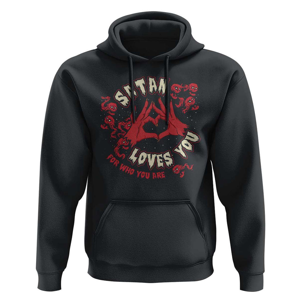 Funny Halloween Hoodie Satan Loves You For Who You Are TS09 Black Print Your Wear