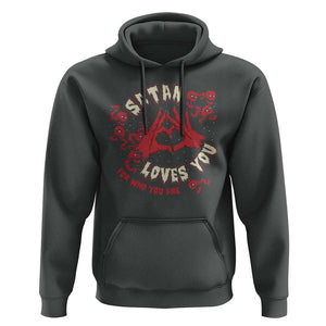 Funny Halloween Hoodie Satan Loves You For Who You Are TS09 Dark Heather Print Your Wear