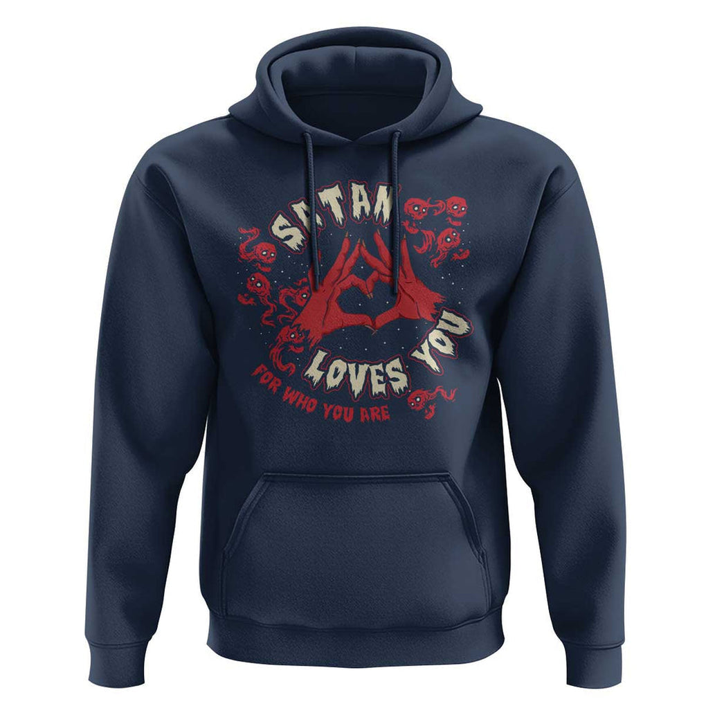 Funny Halloween Hoodie Satan Loves You For Who You Are TS09 Navy Print Your Wear