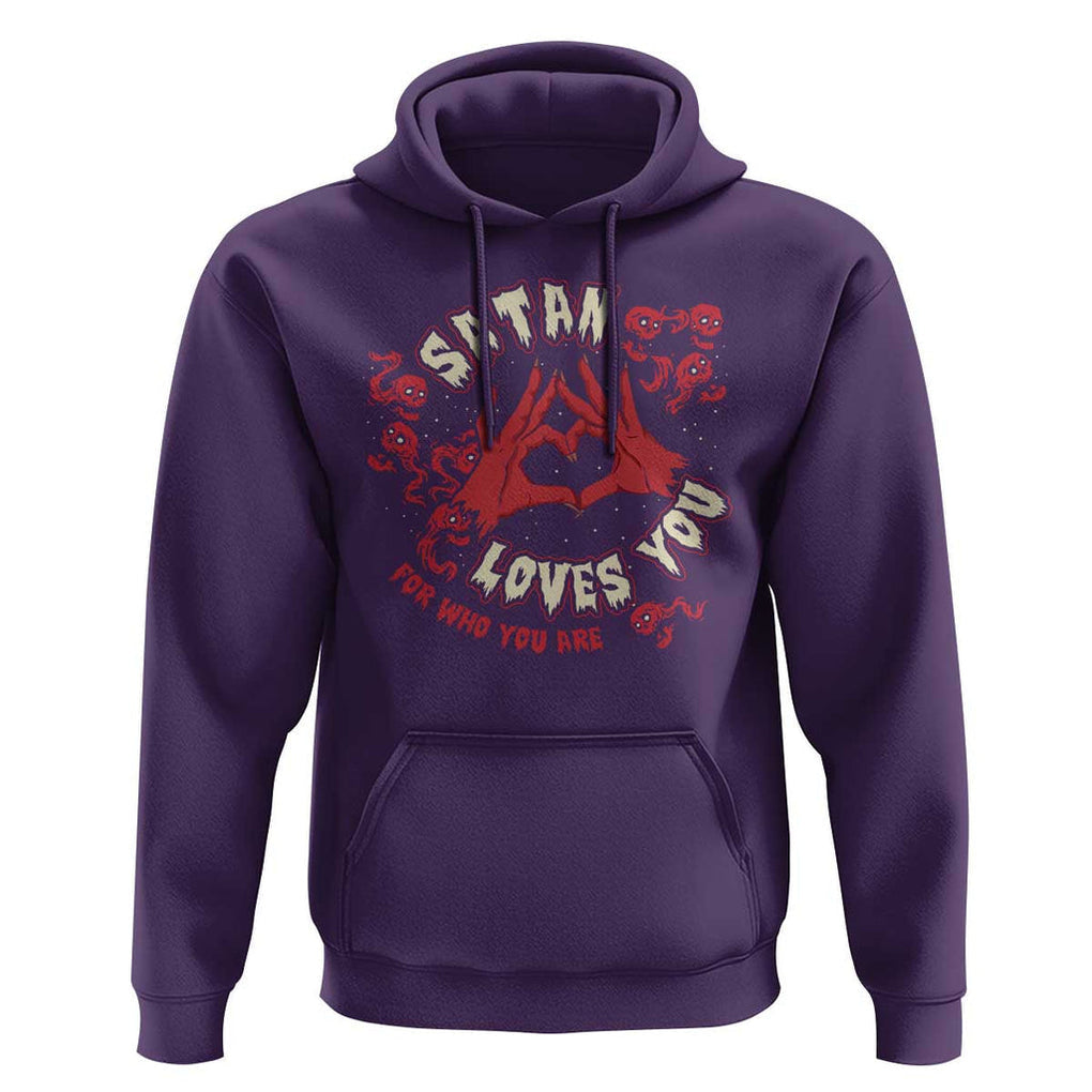 Funny Halloween Hoodie Satan Loves You For Who You Are TS09 Purple Print Your Wear