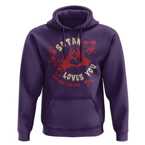 Funny Halloween Hoodie Satan Loves You For Who You Are TS09 Purple Print Your Wear