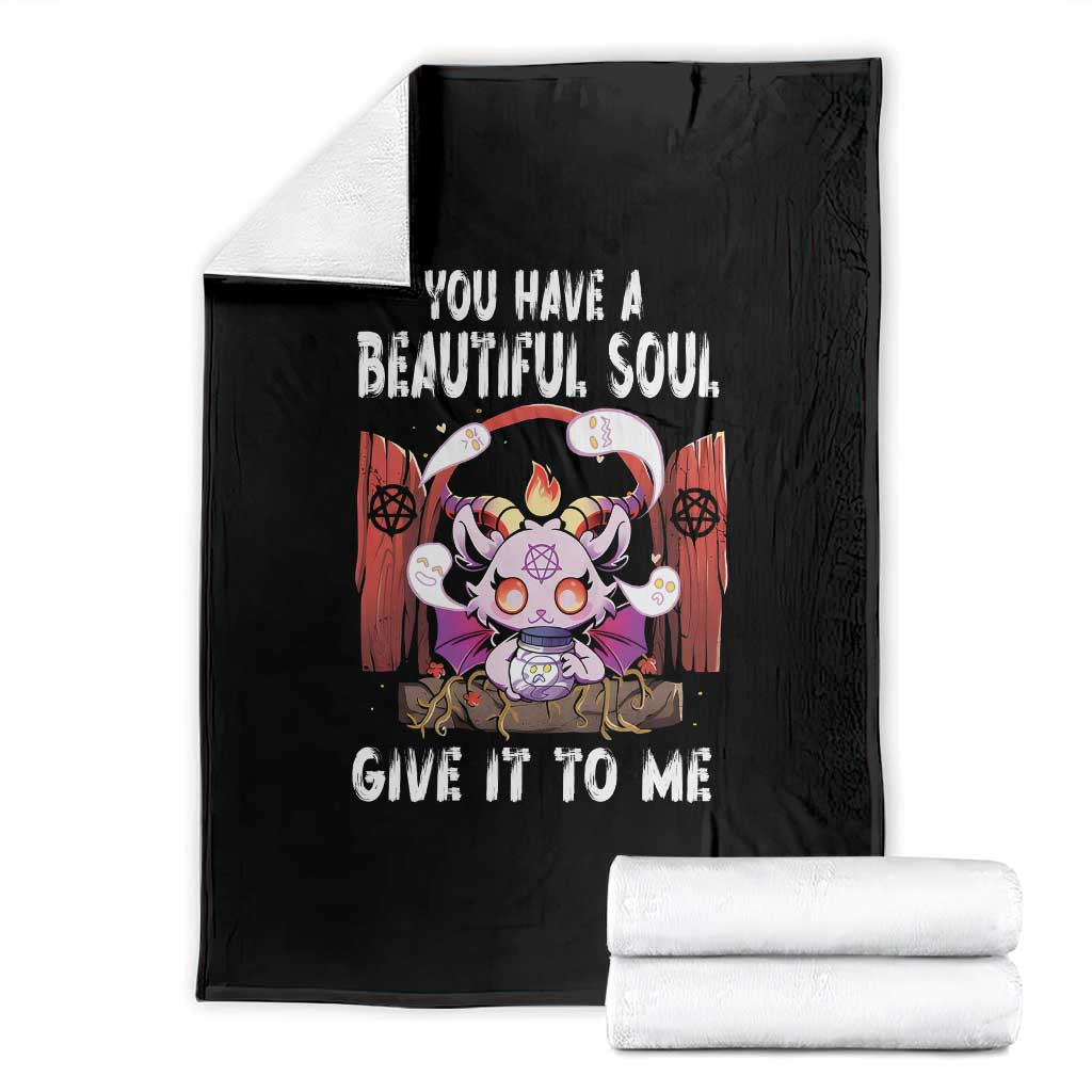 Kawaii Satan Halloween Throw Blanket You Have a Beautiful Soul TS09 Black Print Your Wear