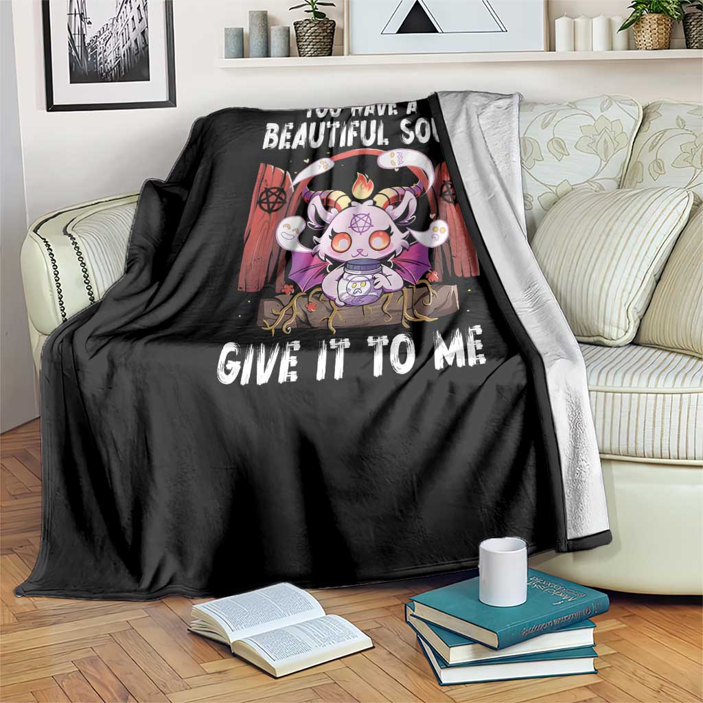 Kawaii Satan Halloween Throw Blanket You Have a Beautiful Soul TS09 Print Your Wear