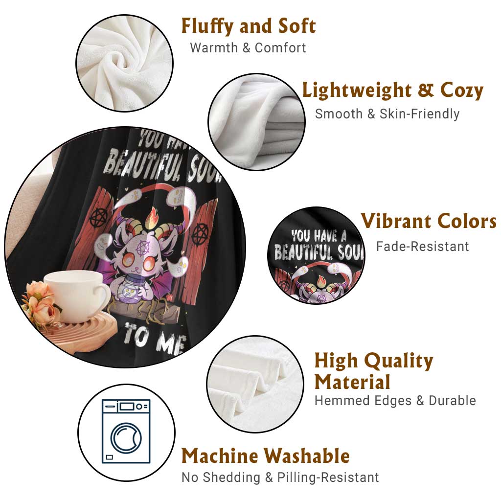 Kawaii Satan Halloween Throw Blanket You Have a Beautiful Soul TS09 Print Your Wear