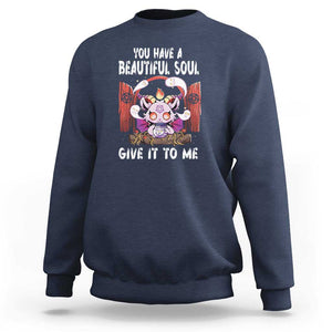 Kawaii Satan Halloween Sweatshirt You Have a Beautiful Soul TS09 Navy Print Your Wear