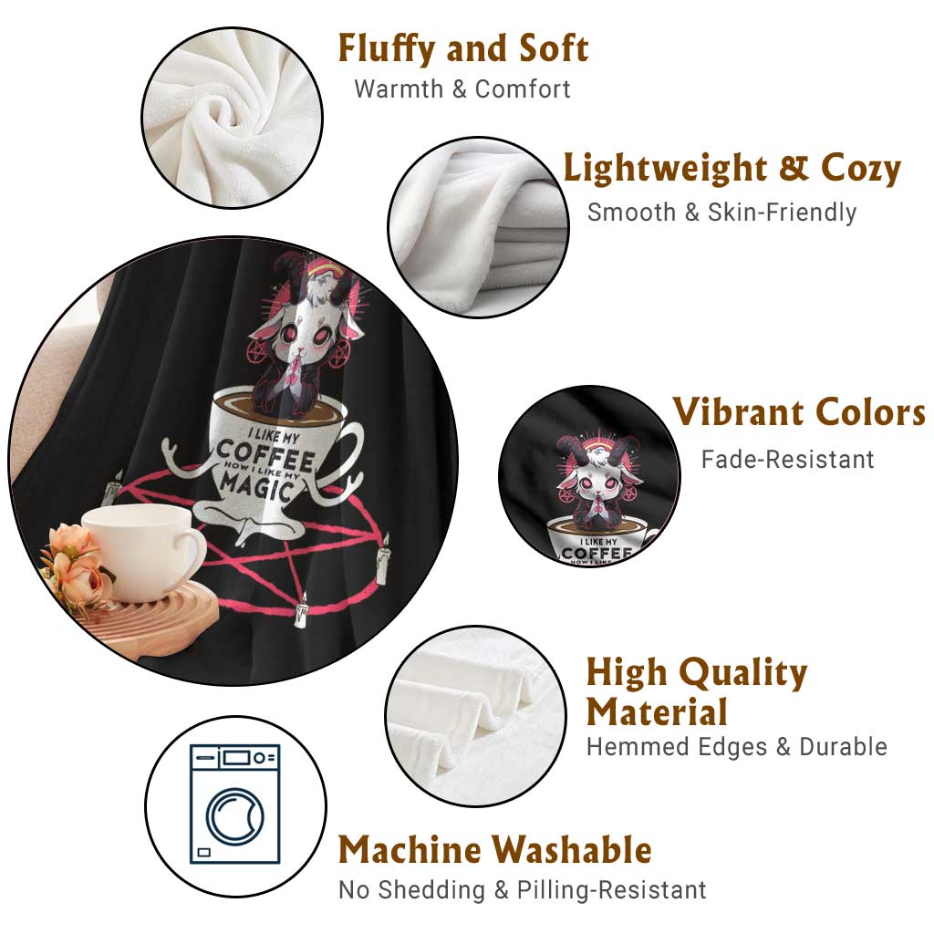 Funny Halloween Coffee Lover Throw Blanket Satan I Like My Coffee TS09 Print Your Wear