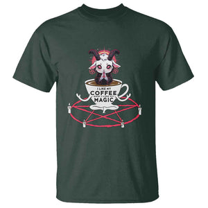 Funny Halloween Coffee Lover T Shirt Satan I Like My Coffee TS09 Dark Forest Green Print Your Wear