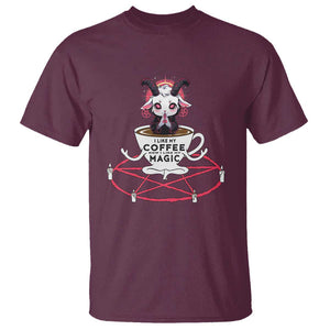 Funny Halloween Coffee Lover T Shirt Satan I Like My Coffee TS09 Maroon Print Your Wear
