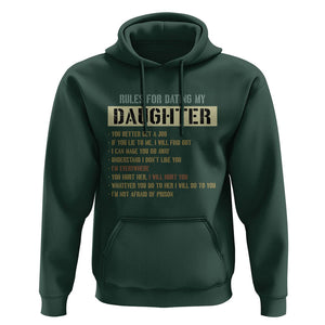 Girl Dad Hoodie Funny Rules For Dating My Daughter TS09 Dark Forest Green Print Your Wear