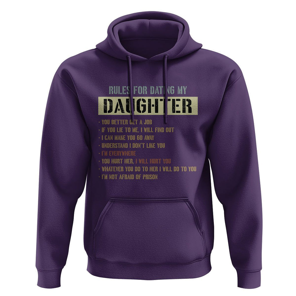 Girl Dad Hoodie Funny Rules For Dating My Daughter TS09 Purple Print Your Wear